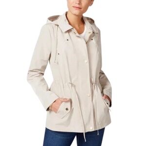 Charter Club Anorak Jacket Water Resistant Hooded Beige Tan L